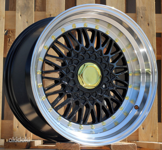 R15x7  8X100/114  ET  20  73.1  BY479  (LU247)  Black+Polished Lip (BLPL)  For RACIN  (K3)  (BBS Style)