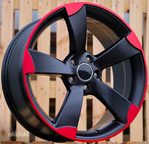 R18x8  5X112  ET  45  66.5  BK217  (XF558)  Black+Red Line (BR)  For AUD  (K4)