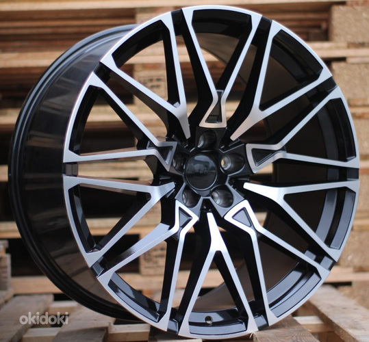 R22x11  5X120  ET  37  74.1  B5771  (B16/HE5063)  Black Polished (MB)  For BMW  (P1)  (Rear+Front)