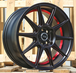 R15x7  4X100  ET  38  60.1  B5705  Black Half Matt+Red Lip (BLHMRL)  For RACIN  (K4) (1 foto / 1)