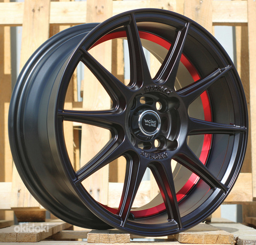 R15x7  4X100  ET  38  60.1  B5705  Black Half Matt+Red Lip (BLHMRL)  For RACIN  (K4)