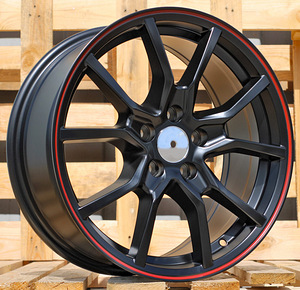 R17x7  5X108  ET  38  67.1  B5253  Black Half Matt+Red Lip (BLHMRL)  For RACIN  (P) (1 foto / 1)