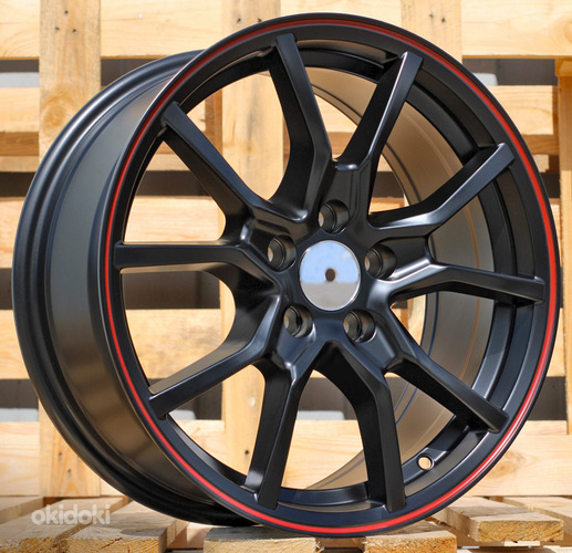 R17x7  5X108  ET  38  67.1  B5253  Black Half Matt+Red Lip (BLHMRL)  For RACIN  (P)