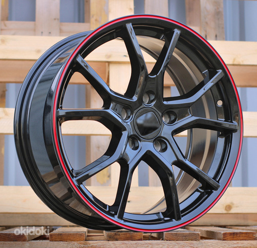 R17x7.5  5X114.3  ET  45  64.1  B1418  (IN5381)  Black+Red Line (BR)  For HOND  (K8)