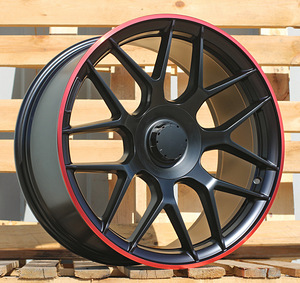 R19x9.5  5X112  ET  42  66.6  B1258  Black Half Matt+Red Lip (BLHMRL)  For MER  (Z4)  (Rear+Front) (1 foto / 1)
