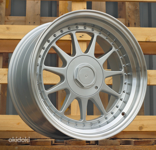 R17x7.5  4X100  ET  30  57.1  7962F  Silver+Polished Lip (SP)  For RACIN  (Z3)  (HARTGE Style)