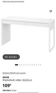 IKEA kirjutuslaud MICKE 142 x 50 cm (4 foto / 7)