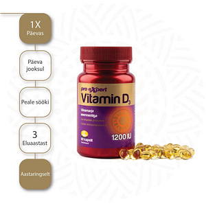 Vitamin D3 Pro Expert 1200IU N90 õlikapslid (4 foto / 4)