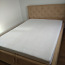 Замшевая кровать с бельевым ящиком, матрас (фото #1)