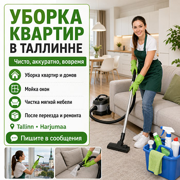 Korteri koristus koos aknapesuga.