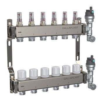 Коллектор отопления 2×3/4" из нерж. стали GallaPlast