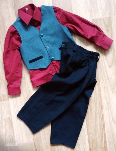 Poiste ülikond 3a. 98 püksid, vest, triiksärk (foto #1)