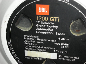 JBL 1200GTI — легендарный сабвуфер SQ (2 фото из 3)