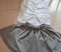 H&M белая блузка 140 размера и юбка с карманами