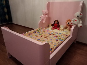 BUSUNGE раздвижная кровать, 80x200 см, светло-розовый (5 foto / 5)