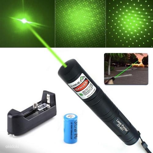 Зеленая лазерная указка 2в1 - аккумулятор, зарядное устройство (фото #1)