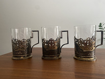 Серебряные подстаканники со стаканами