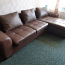 Большой угловой диван-кровать из натуральной кожи (фото #1)