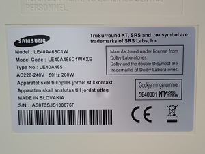 Телевизор "SAMSUNG" LCD 40", HD Ready, модель LE40A465C1WXXE (2 фото из 3)