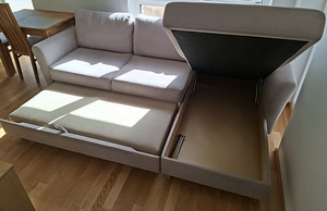 Kvaliteetne Belluse nurgadiivanvoodi pesukastiga 250×160 cm. (2 foto / 2)
