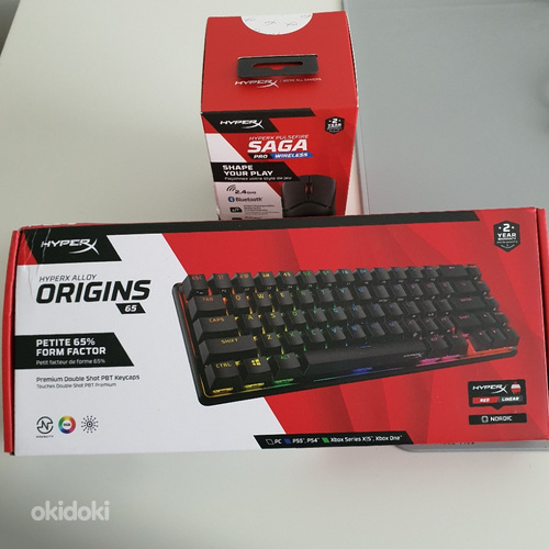 Alloy Origins 65 - Red & HyperX Pulsefire Saga Pro Wrls Мышь
