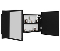 Зеркальный шкаф vidaXL LED черный 100x12x45 см, акрил