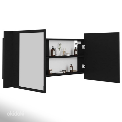 Зеркальный шкаф vidaXL LED черный 100x12x45 см, акрил (фото #1)