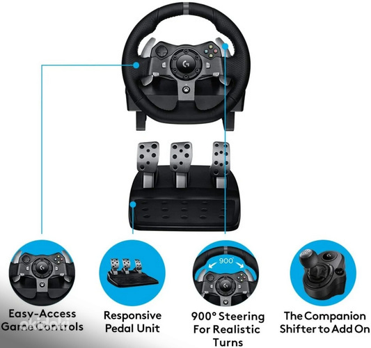 Logitech G920 Driving Force Wheel Rool Pedals Käigukast Xbox (foto #1)