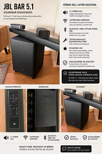 JBL Bar 5.1 Soundbar + Subwoofer + Wireless Speakers (2 foto / 3)