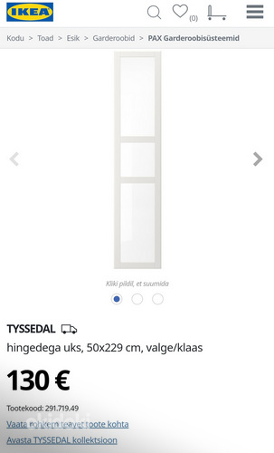IKEA TYSSEDAL klaasuks hingedega 50x229 cm (foto #5)