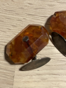 Mansetinööbid merevaik, hõbe 875 proov, vintage (6 foto / 8)