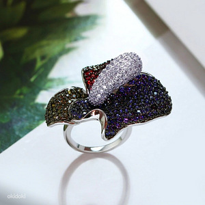 Кольцо роза с кристаллами сваровски Cartier style (3 фото из 6)