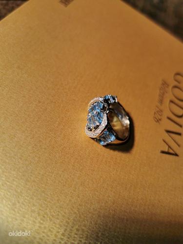 Кольцо, белое золото 585, бриллианты и топаз. (фото #3)