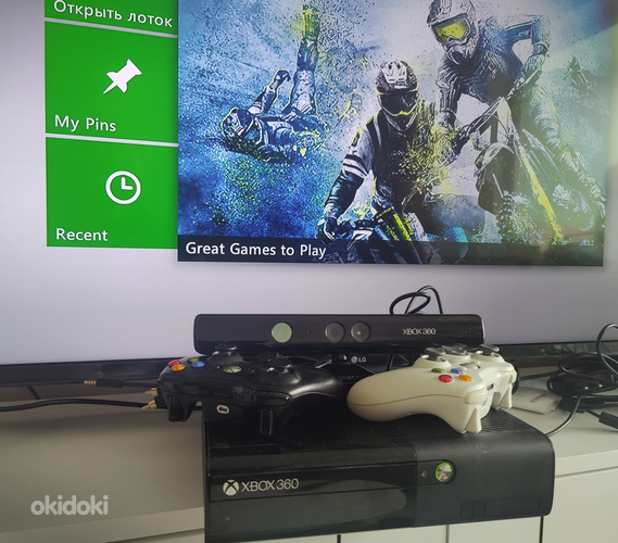 Xbox 360 + Kinect + 2 joysticki + 118 mängu (foto #1)