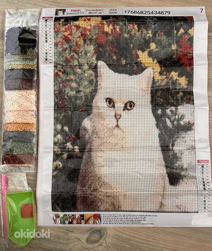 Алмазная мозаика 30x40см Новая, кот в цветочном саду