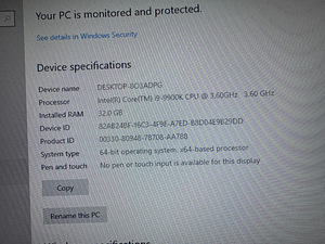 Mänguarvuti intel(R) core (TM) i9-9900K CPU @ 360GHz (5 foto / 6)
