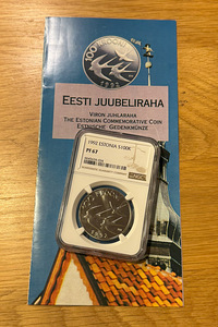 1992 hõbemünt Pääsukesed, 100krooni, NGC, PF67