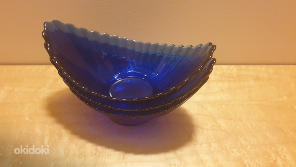 3 салатницы овальной формы из синего стекла ARC FRANCE (фото #3)