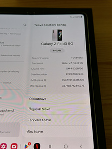 Samsung Galaxy Z Fold3 5G 256GB Phantom Silver - Uueväärne! (9 foto / 9)