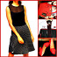 Стильное черное платье-стрейч с юбкой в горошек, L-XL-UK14 (фото #1)