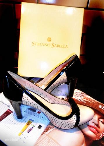 Stefano Sabella беж-черные лаковые кожаные туфли, 38, новые (фото #4)