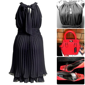 Sara Kelly by Ellos pidulik pliseeritud must kleit, 40-42-XL (1 foto / 10)