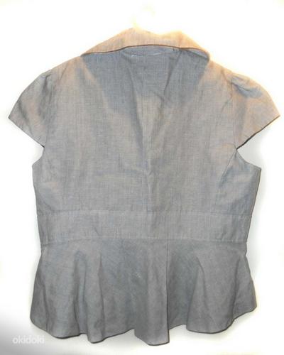 Серый в полоску пиджак-жакет с баской, 40-42-L-XL, новый (фото #3)