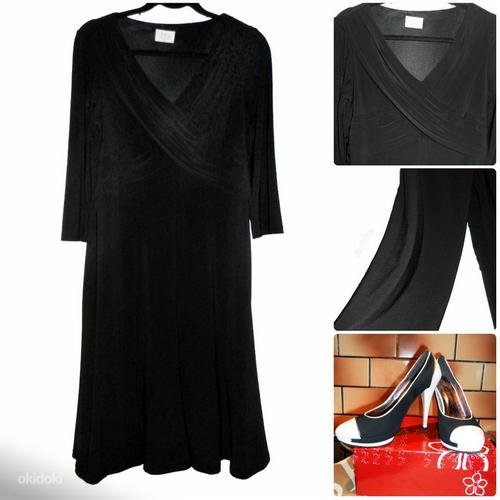 Элегантное черное платье-стрейч с драпировкой, 40-42-UK14 (фото #1)
