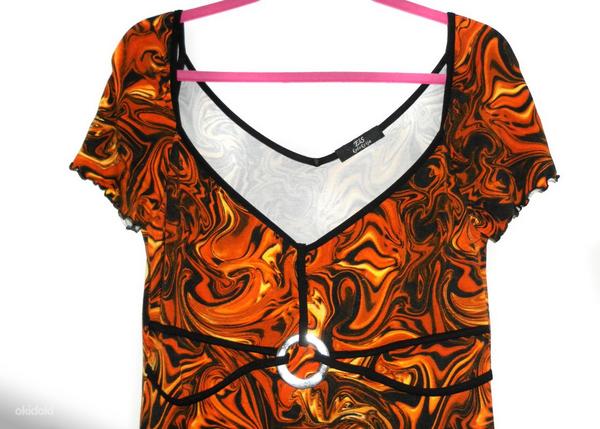 Красивое оранжевое платье из трикотажа-стрейч, 40-44-L-XL (фото #1)