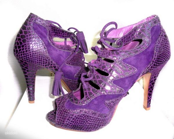Эффектные сливово-лиловые туфли замш-кожа, 38, новые (фото #3)