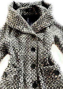 Efektne valge-hall-must mantel kapuutsiga, XL-2XL-Ru54 (4 foto / 9)