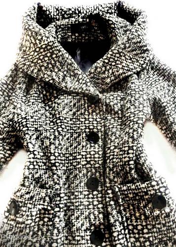 Эффектное бело-серо-черное пальто с капюшоном, XL-2XL-Ru54 (фото #4)