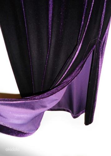 Элегантное бархатное лиловое длинное платье, 40-42-UK12 (фото #1)