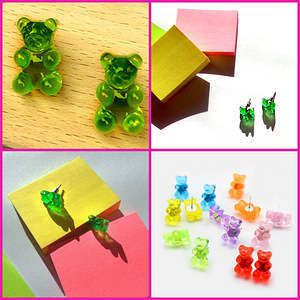 Yelle Bear Haribo stiilis kõrvarõngad-mõmmikud-Gummy Bear (3 foto / 5)
